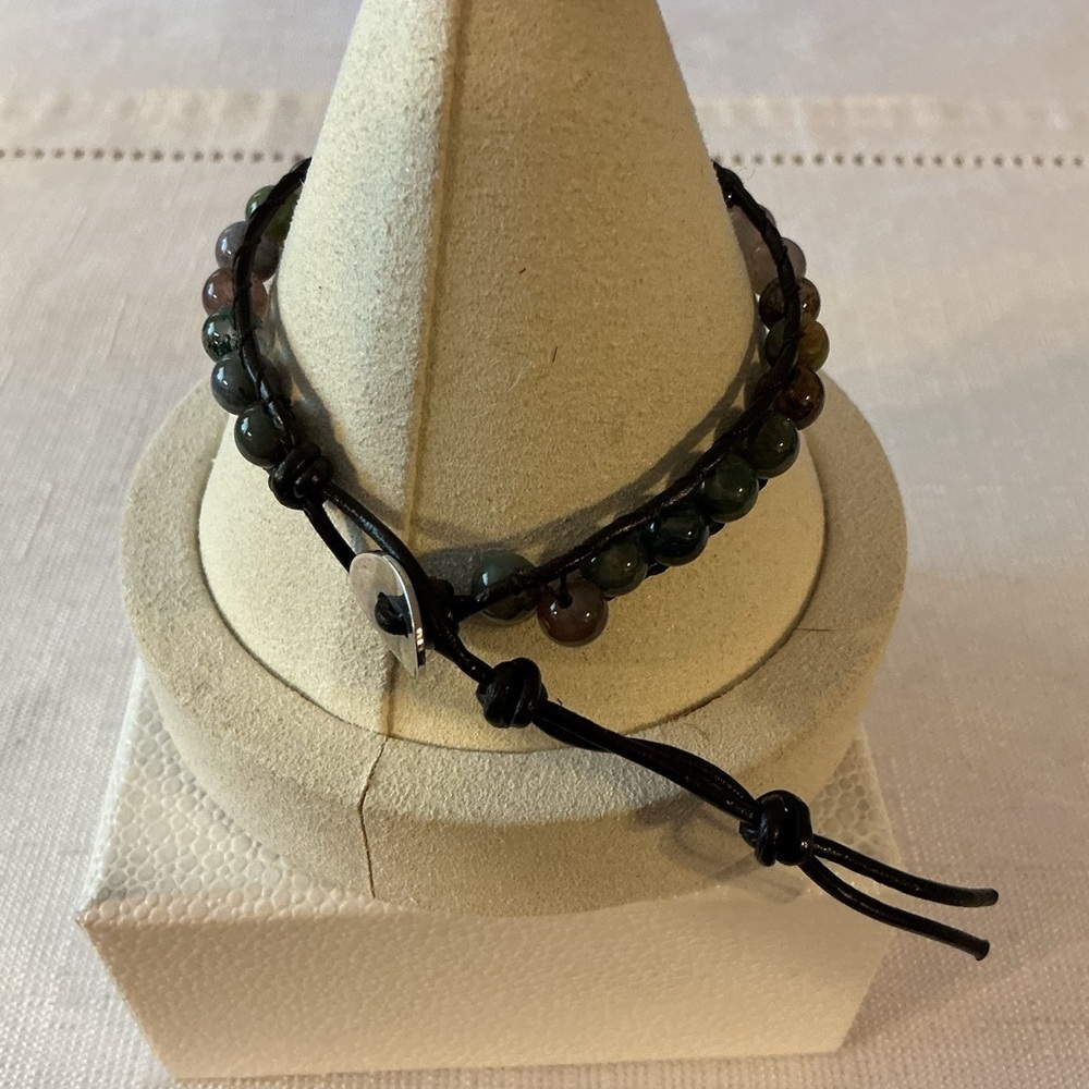 Natural Ruby Zoisite Silver Tone Necklace and Bracelet Set - Picture 8 of 9